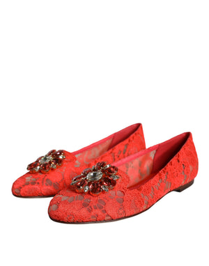 Koralle Spitze Kristall Ballett Flats Loafers Schuhe