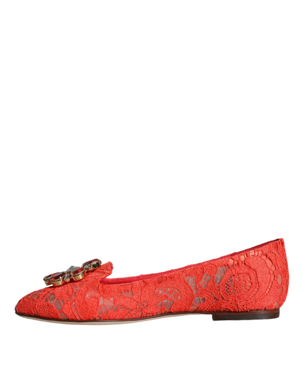 Koralle Spitze Kristall Ballett Flats Loafers Schuhe