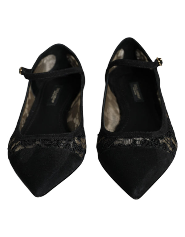 Schwarz Taormina Spitze Bellucci Flats Schuhe