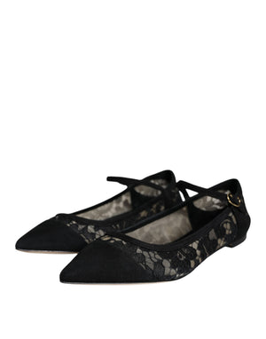 Schwarz Taormina Spitze Bellucci Flats Schuhe