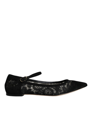 Schwarz Taormina Spitze Bellucci Flats Schuhe