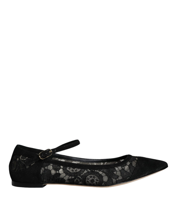 Schwarz Taormina Spitze Bellucci Flats Schuhe