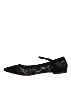 Schwarz Taormina Spitze Bellucci Flats Schuhe