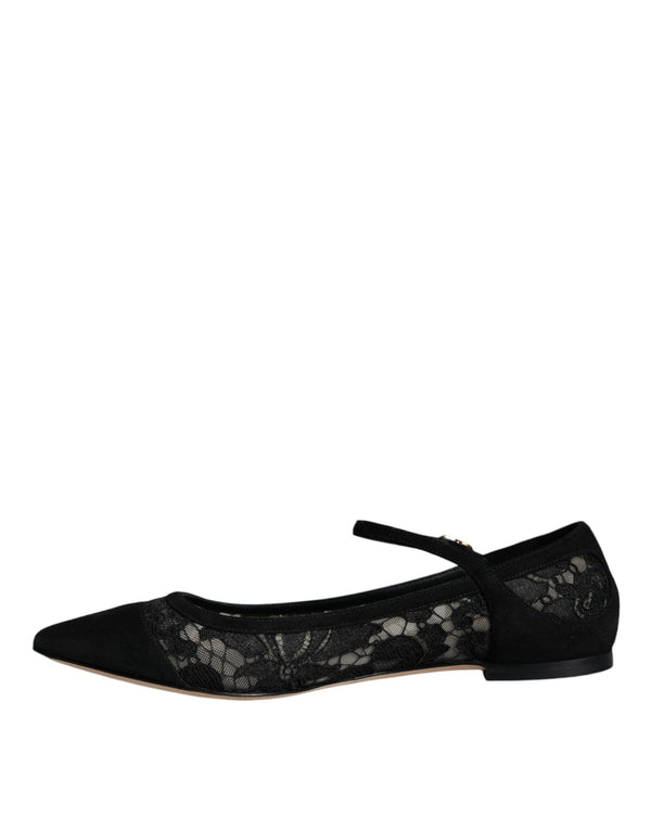 Schwarz Taormina Spitze Bellucci Flats Schuhe