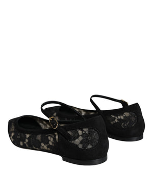 Schwarz Taormina Spitze Bellucci Flats Schuhe