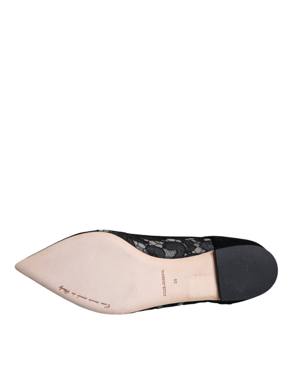 Schwarz Taormina Spitze Bellucci Flats Schuhe