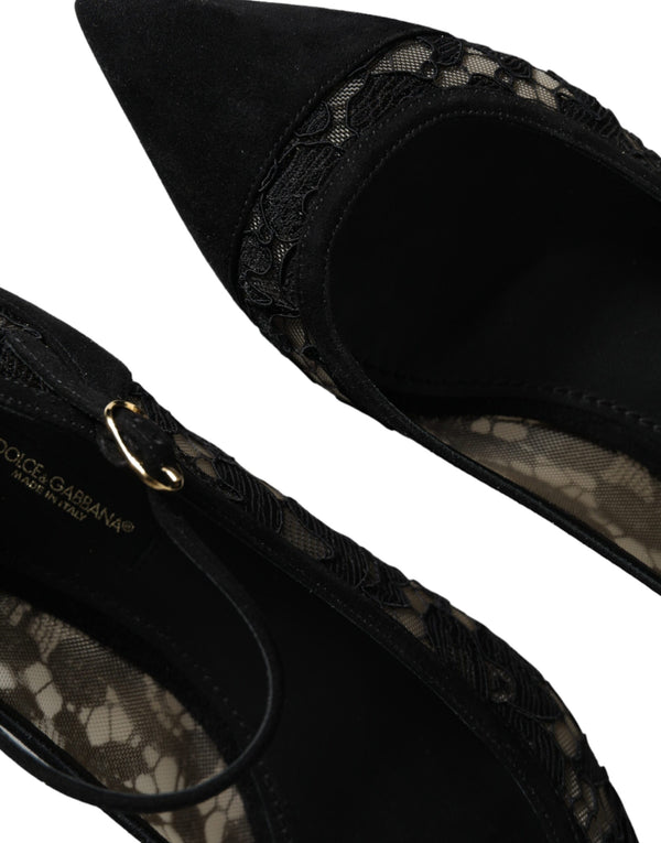 Schwarz Taormina Spitze Bellucci Flats Schuhe