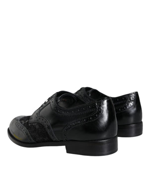Schwarze Leder Floral Spitze Kleid Formelle Schuhe