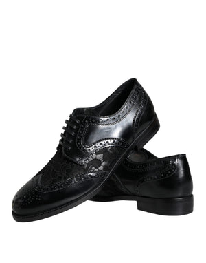 Schwarze Leder Floral Spitze Kleid Formelle Schuhe