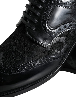 Schwarze Leder Floral Spitze Kleid Formelle Schuhe