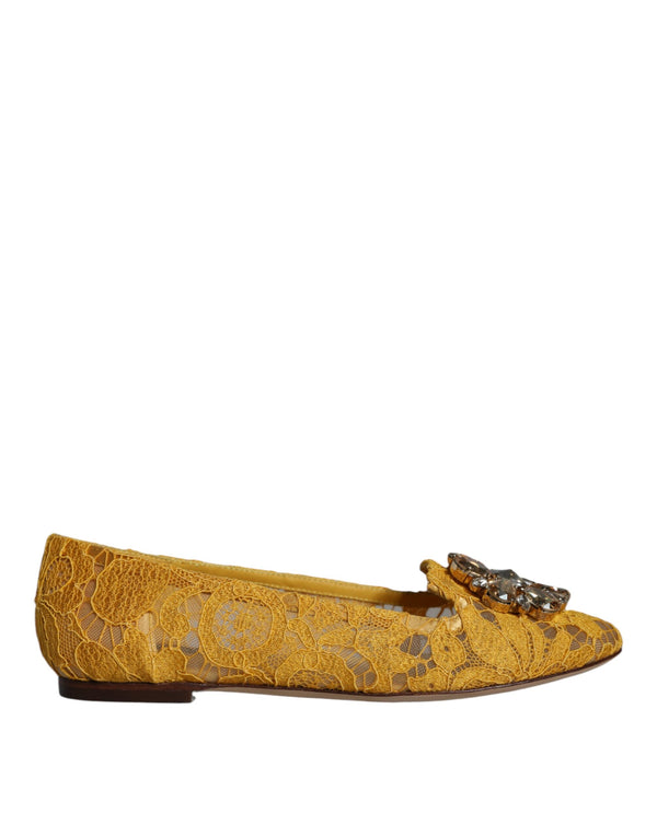 Senf Spitze Kristall Ballett Flats Loafer Schuhe