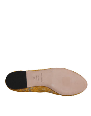 Senf Spitze Kristall Ballett Flats Loafer Schuhe