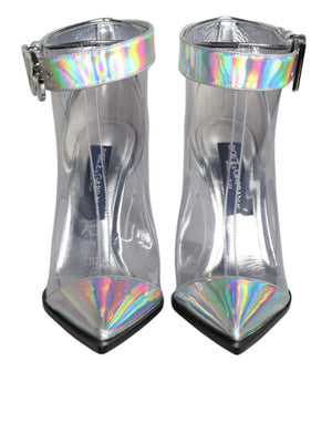 Silberne schillernde PVC spitze kurze Stiefel Schuhe