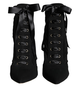 Schwarze Jersey-Stretch-Stiefeletten Schuhe