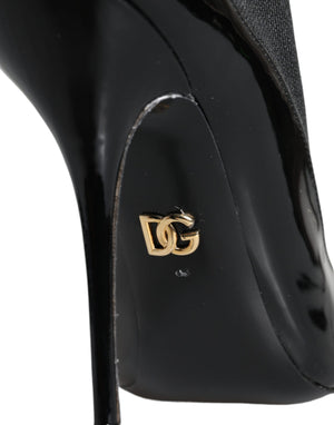 Schwarz Leder Stilettos Booties Socken Schuhe