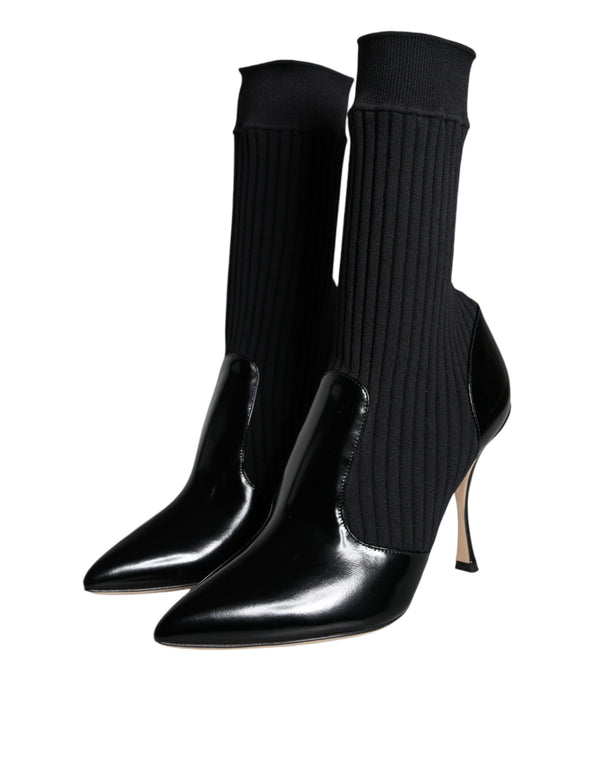 Schwarz Stretch Stilettos Booties Socken Schuhe