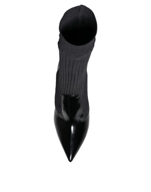 Schwarz Stretch Stilettos Booties Socken Schuhe
