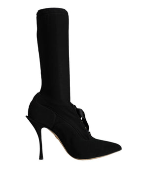Schwarz Stiletto Heels Mid Calf Stiefel Schuhe