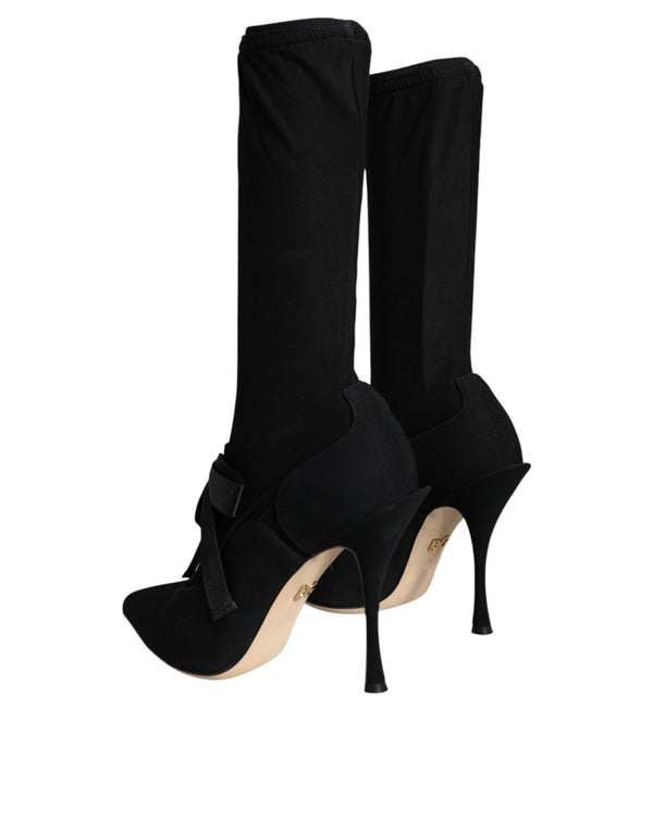 Schwarz Stiletto Heels Mid Calf Stiefel Schuhe