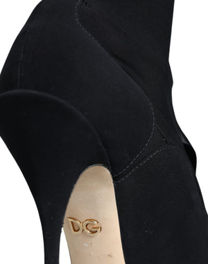 Schwarz Stiletto Heels Mid Calf Stiefel Schuhe