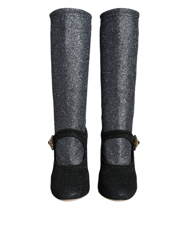 Schwarz Kristall Mary Janes Booties Schuhe