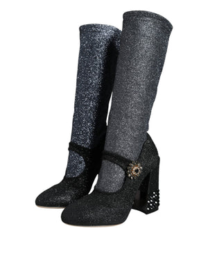 Schwarz Kristall Mary Janes Booties Schuhe