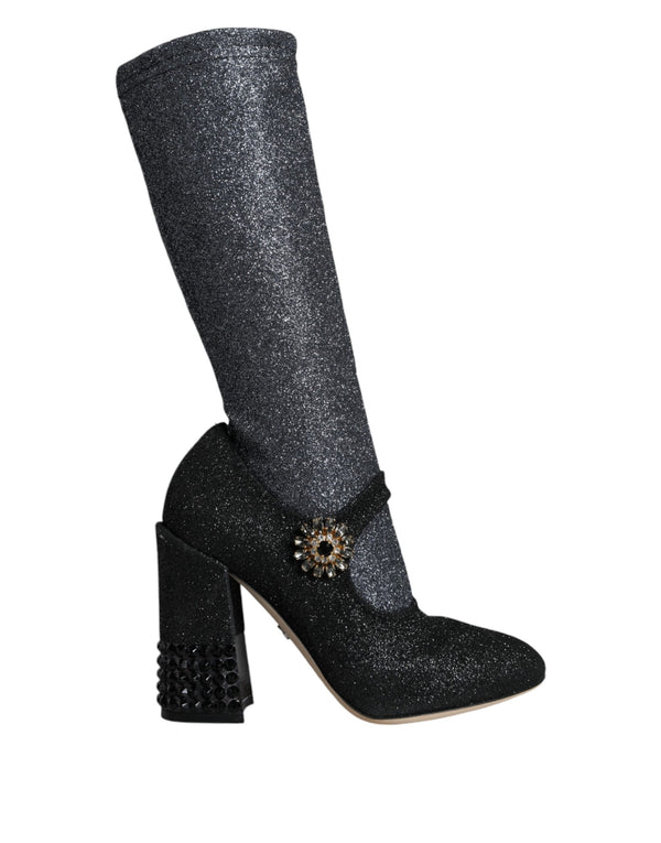 Schwarz Kristall Mary Janes Booties Schuhe