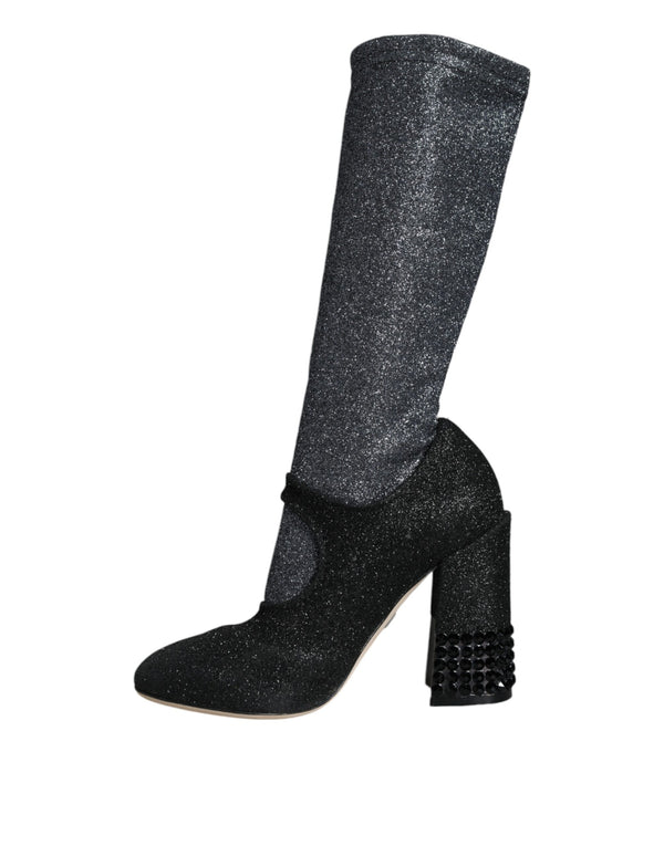 Schwarz Kristall Mary Janes Booties Schuhe