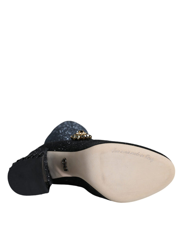 Schwarz Kristall Mary Janes Booties Schuhe