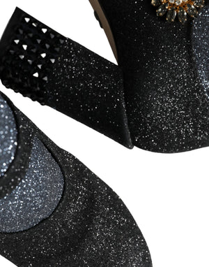 Schwarz Kristall Mary Janes Booties Schuhe