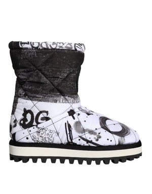 Weiße gepolsterte Logo Print Mid Calf Stiefel Schuhe