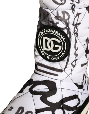 Weiße gepolsterte Logo Print Mid Calf Stiefel Schuhe