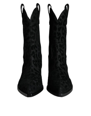 Schwarz Grau Leopard Cowboy Stiefel Schuhe
