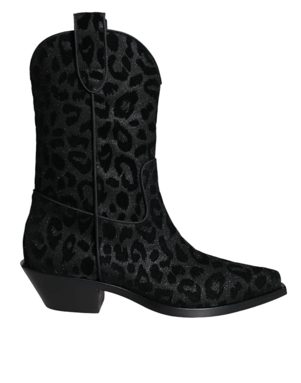 Schwarz Grau Leopard Cowboy Stiefel Schuhe