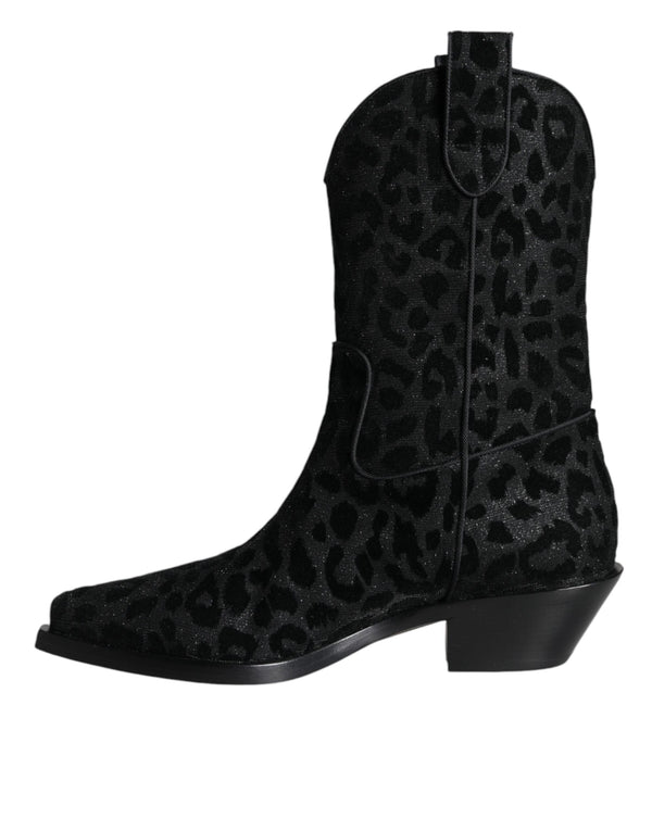 Schwarz Grau Leopard Cowboy Stiefel Schuhe