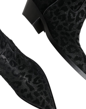 Schwarz Grau Leopard Cowboy Stiefel Schuhe