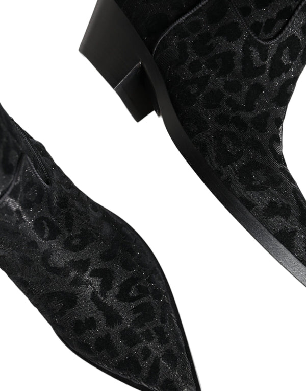 Schwarz Grau Leopard Cowboy Stiefel Schuhe