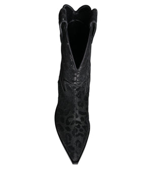 Schwarz Grau Leopard Cowboy Stiefel Schuhe