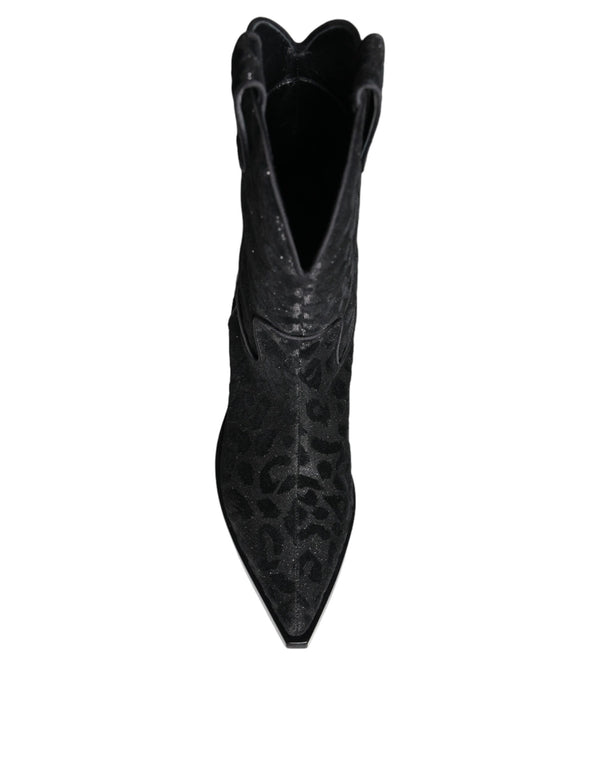 Schwarz Grau Leopard Cowboy Stiefel Schuhe