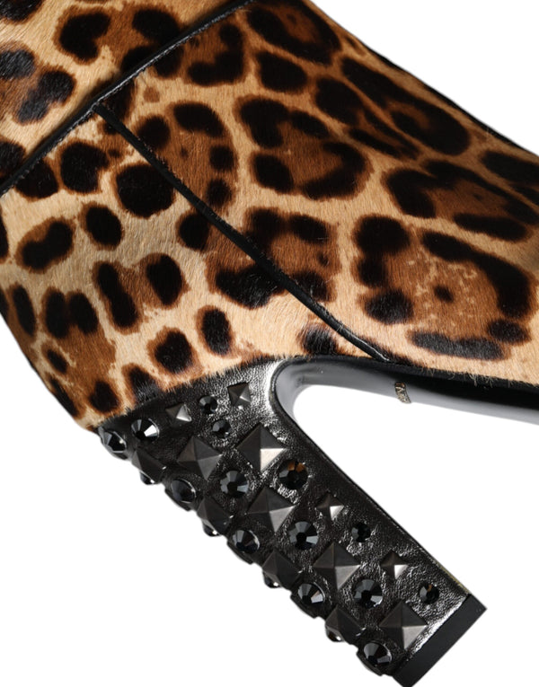 Beige Schwarz Leopard Kniehohe Stiefel Schuhe