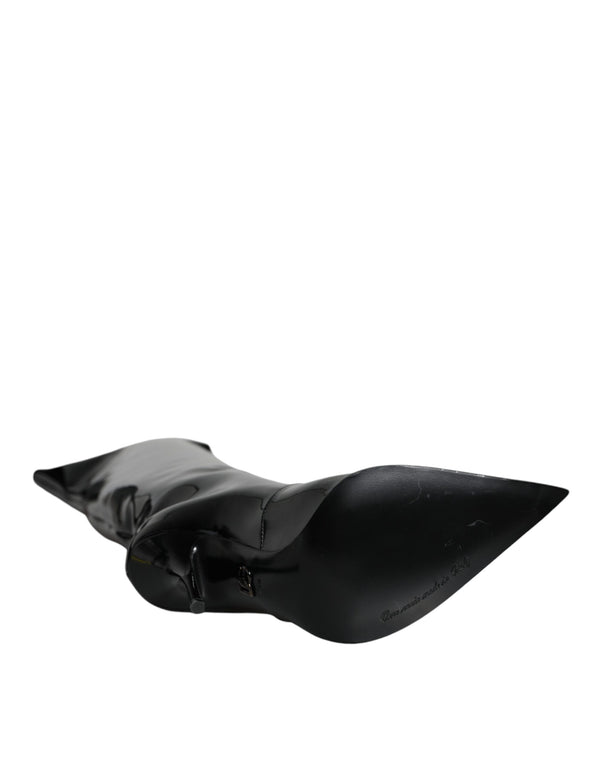 Schwarze Lackleder Kniehohe Stiefel Schuhe