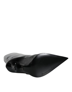 Schwarze Lackleder Mid Calf Stiefel Schuhe
