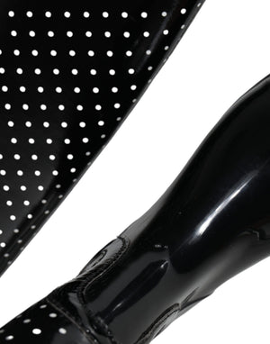 Schwarze gepunktete kniehohe Gummistiefel Schuhe