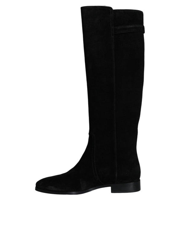 Schwarze kniehohe Stiefel aus Wildleder Schuhe