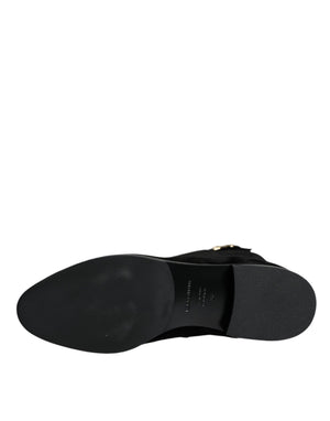 Schwarze kniehohe Stiefel aus Wildleder Schuhe