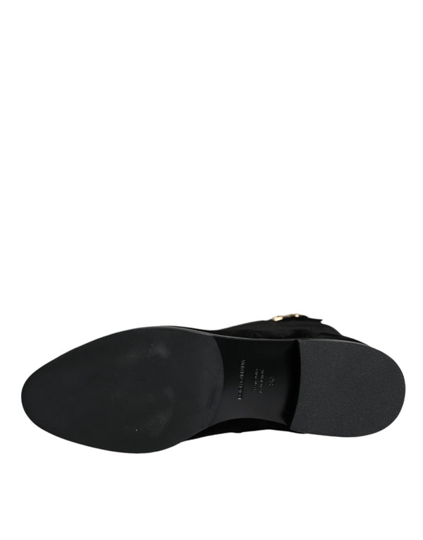 Schwarze kniehohe Stiefel aus Wildleder Schuhe