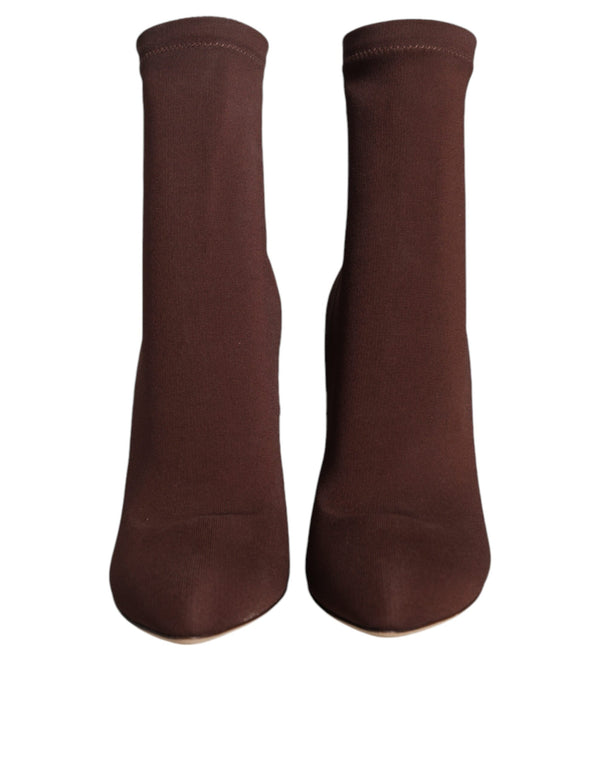 Braun Stiletto Heels Socken Stiefeletten Schuhe