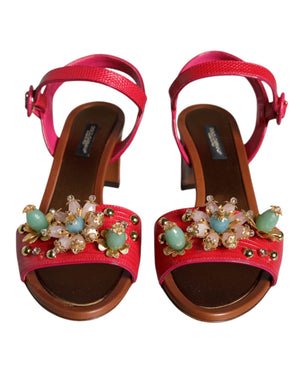 Fuchsia Leder verschönert Keira Sandalen Schuhe