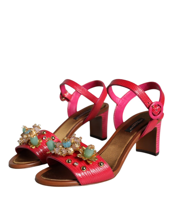 Fuchsia Leder verschönert Keira Sandalen Schuhe