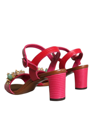 Fuchsia Leder verschönert Keira Sandalen Schuhe